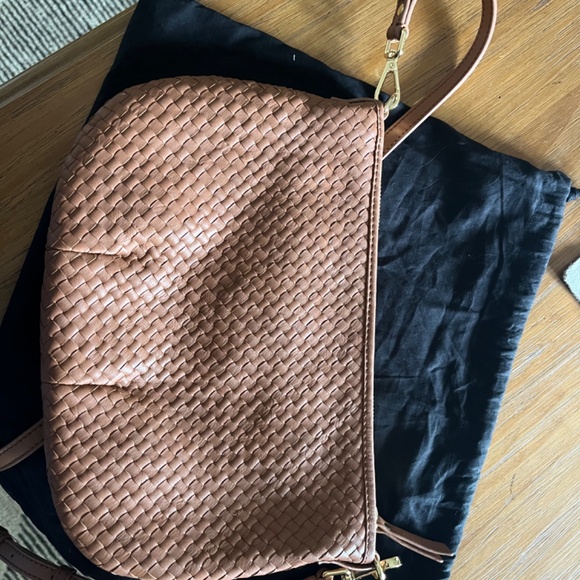 Quince Italian Handwoven Leather Mini Shoulder Bag in Cognac - Picture 5 of 5